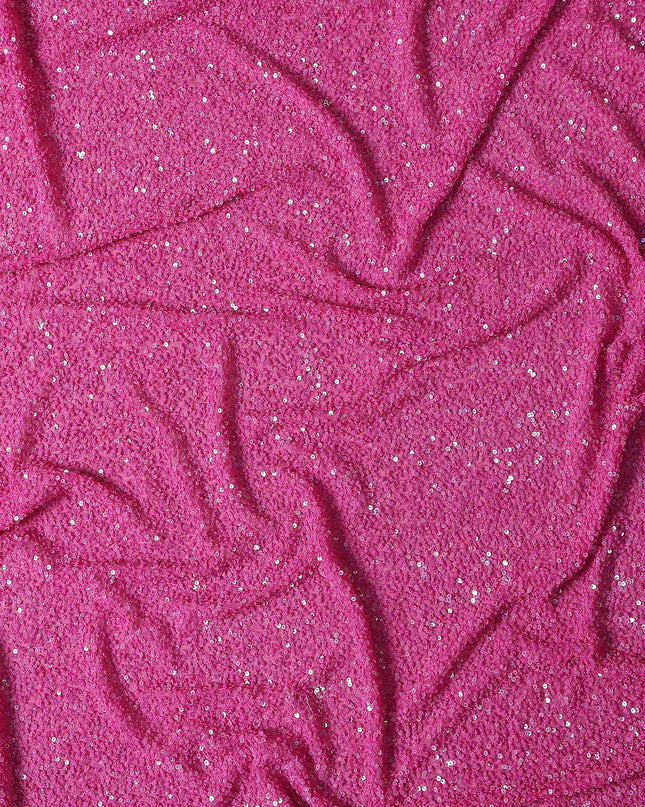 Fuchsia Pink Silk Georgette Sequin Fabric 110cm
