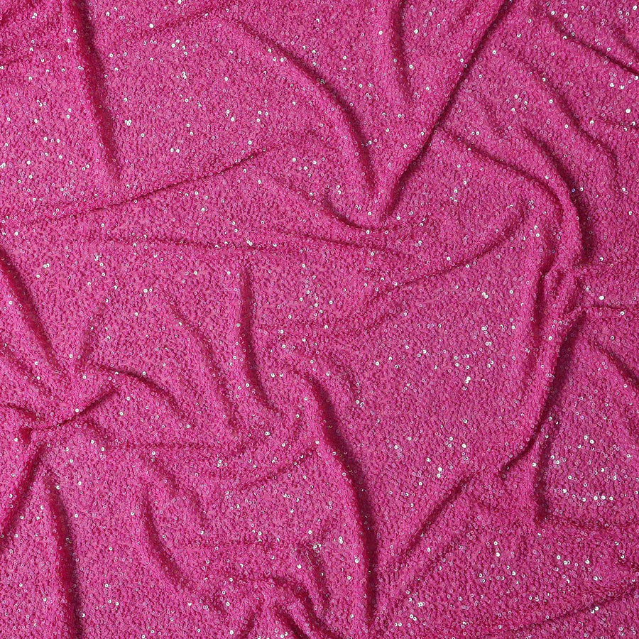 Fuchsia Pink Silk Georgette Sequin Fabric 110cm