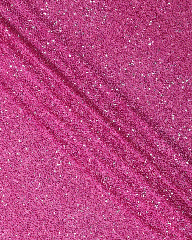 Fuchsia Pink Silk Georgette Sequin Fabric 110cm