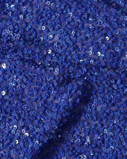 Royal Blue Silk Georgette Sequin Fabric 110cm