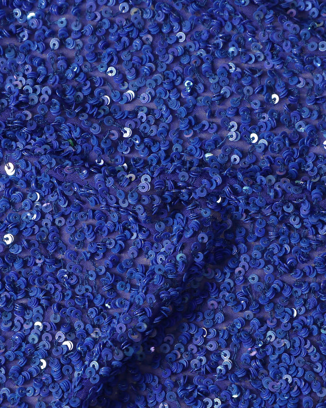 Royal Blue Silk Georgette Sequin Fabric 110cm