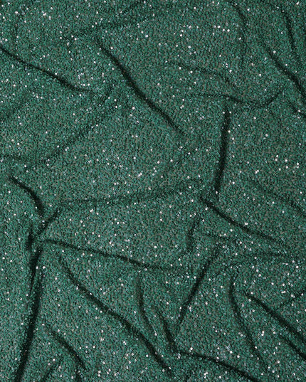 Forest Teal Green Silk Georgette Sequin Fabric 110cm