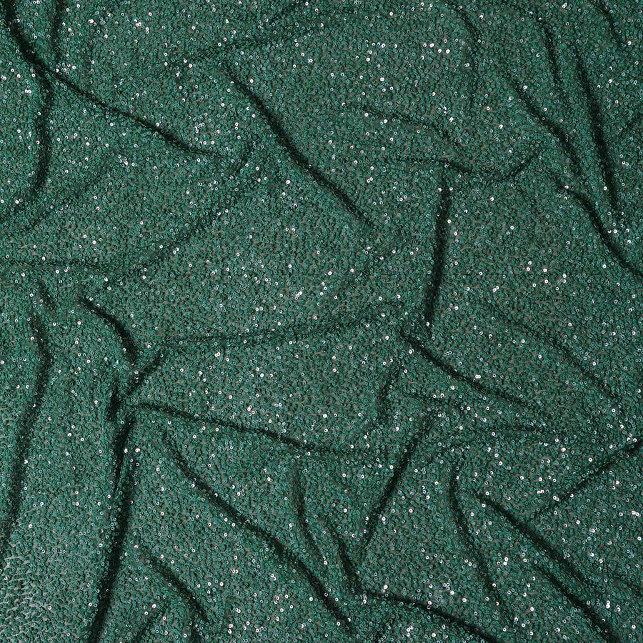 Forest Teal Green Silk Georgette Sequin Fabric 110cm
