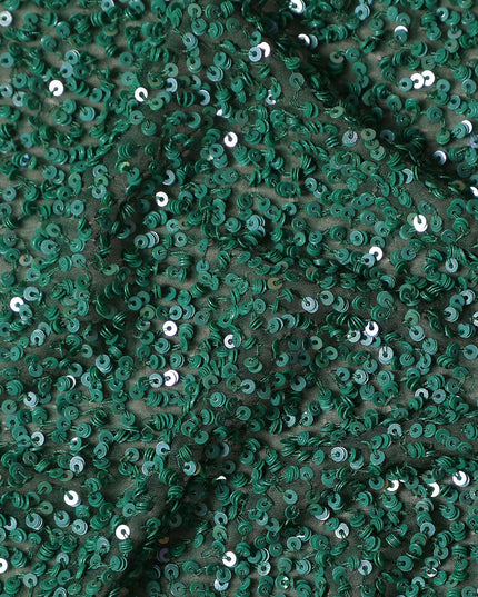 Forest Teal Green Silk Georgette Sequin Fabric 110cm