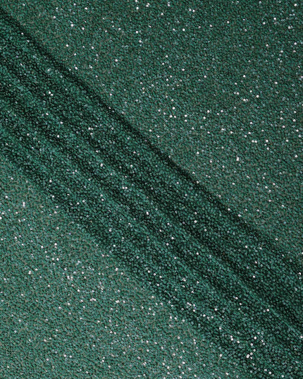 Forest Teal Green Silk Georgette Sequin Fabric 110cm