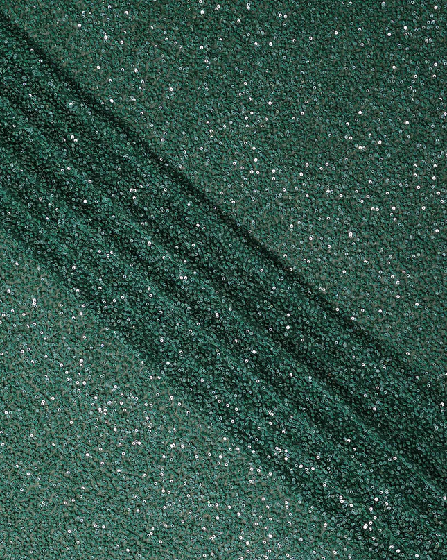 Forest Teal Green Silk Georgette Sequin Fabric 110cm