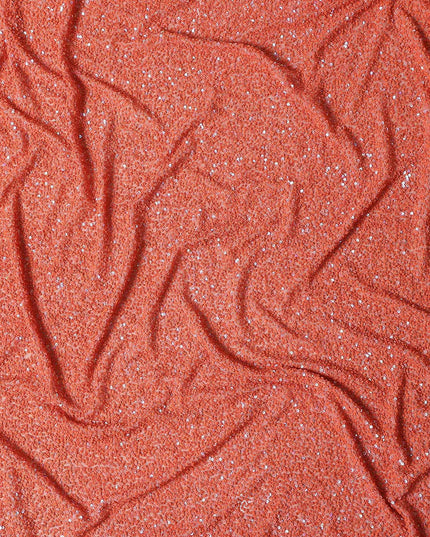 Coral Orange Silk Georgette Sequin Fabric 110cm