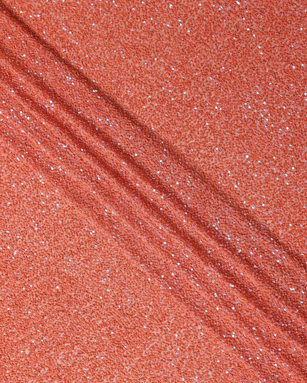 Coral Orange Silk Georgette Sequin Fabric 110cm