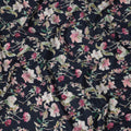 Navy Pink White Multicolor Botanical Floral Print Cotton Lawn Fabric – Artistic Garden Design, 110 cm Width, Made in Japan-D26846