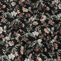 Black Floral Printed Cotton Lawn Fabric Soft Lightweight Breathable Dressmaking Sewing Material 4.0 Meters Length 110 Cms Width India-D27632