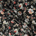Black White Red Multicolor Botanical Floral Print Cotton Lawn Fabric – Artistic Garden Design, 110 cm Width, Made in Japan-D26847