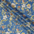 Blue Multicolor Botanical Floral Print Cotton Lawn Fabric – Artistic Garden Design, 110 cm Width, Made in Japan-D26843