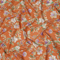 Orange Purple White Multicolor Botanical Floral Print Cotton Lawn Fabric – Artistic Garden Design, 110 cm Width, Made in Japan-D26845
