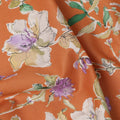 Orange Purple White Multicolor Botanical Floral Print Cotton Lawn Fabric – Artistic Garden Design, 110 cm Width, Made in Japan-D26845