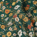 Dark Green Floral Printed Cotton Lawn Fabric Soft Lightweight Breathable Dressmaking Sewing Material 4.0 Meters Length 110 Cms Width India-D27630