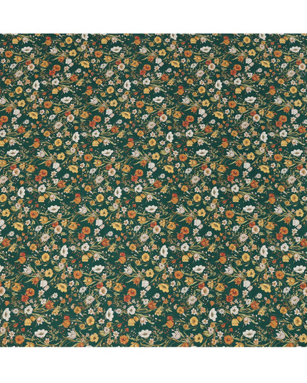 Green Multicolor Meadow Floral Print Cotton Lawn Fabric – Delicate Garden Design, 110 cm Width, Made in Japan-D26851