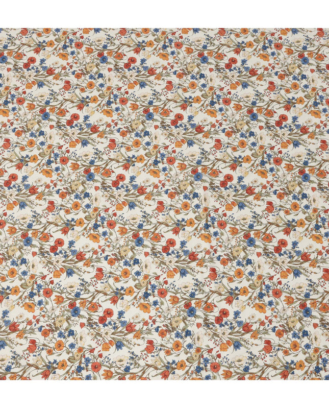 Cream Multicolor Meadow Floral Print Cotton Lawn Fabric – Delicate Garden Design, 110 cm Width, Made in Japan-D26852