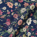 Navy Multicolor Meadow Floral Print Cotton Lawn Fabric – Delicate Garden Design, 110 cm Width, Made in Japan-D26848