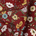 Maroon Multicolor Meadow Floral Print Cotton Lawn Fabric – Delicate Garden Design, 110 cm Width, Made in Japan-D26849