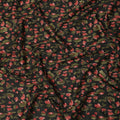 Black Red Olive Abstract Floral Print Cotton Lawn Fabric – Contemporary Botanical Design, 110 cm Width, Made in Japan-D26833