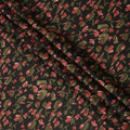 Black Red Olive Abstract Floral Print Cotton Lawn Fabric – Contemporary Botanical Design, 110 cm Width, Made in Japan-D26833