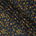 Navy Mustard Green Abstract Floral Print Cotton Lawn Fabric – Modern Artistic Design, 110 cm Width, Made in Japan-D26836