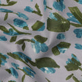 Grey Blue Green Abstract Floral Print Cotton Lawn Fabric – Modern Artistic Design, 110 cm Width, Made in Japan-D26835