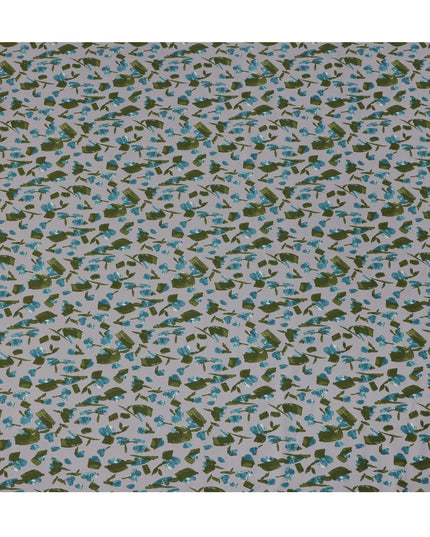 Grey Blue Green Abstract Floral Print Cotton Lawn Fabric – Modern Artistic Design, 110 cm Width, Made in Japan-D26835