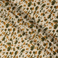 Cream Mustard Green Abstract Floral Print Cotton Lawn Fabric – Modern Artistic Design, 110 cm Width, Made in Japan-D26837