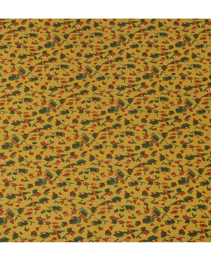 Mustard Orange Green Abstract Floral Print Cotton Lawn Fabric – Contemporary Artistic Design, 110 cm Width, Made in Japan-D26834