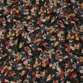 Black Multicolor Floral Print Cotton Lawn Fabric – Artistic Bloom Design, 110 cm Width, Made in Japan-D26842