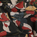 Black Multicolor Floral Print Cotton Lawn Fabric – Artistic Bloom Design, 110 cm Width, Made in Japan-D26842