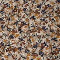 Cream Brown Navy Multicolor Floral Print Cotton Lawn Fabric – Artistic Bloom Design, 110 cm Width, Made in Japan-D26839