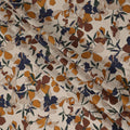 Cream Brown Navy Multicolor Floral Print Cotton Lawn Fabric – Artistic Bloom Design, 110 cm Width, Made in Japan-D26839