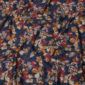 Navy Blue Floral Printed Cotton Lawn Fabric Soft Lightweight Breathable Dressmaking Sewing Material 4.0 Meters Length 110 Cms Width India-D27634