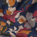 Navy Multicolor Floral Print Cotton Lawn Fabric – Artistic Bloom Design, 110 cm Width, Made in Japan-D26838