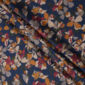 Navy Blue Floral Printed Cotton Lawn Fabric Soft Lightweight Breathable Dressmaking Sewing Material 4.0 Meters Length 110 Cms Width India-D27634