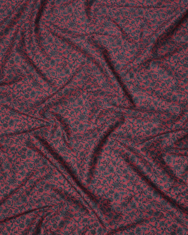 Pink Black Floral Print Cotton Lawn Fabric – Intricate Botanical Design, 110 cm Width, Made in Japan-D26824