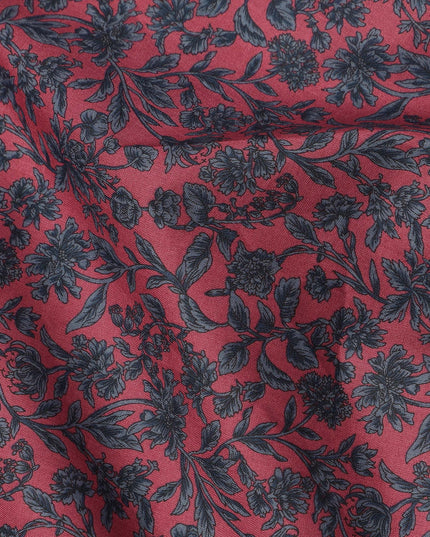Pink Black Floral Print Cotton Lawn Fabric – Intricate Botanical Design, 110 cm Width, Made in Japan-D26824