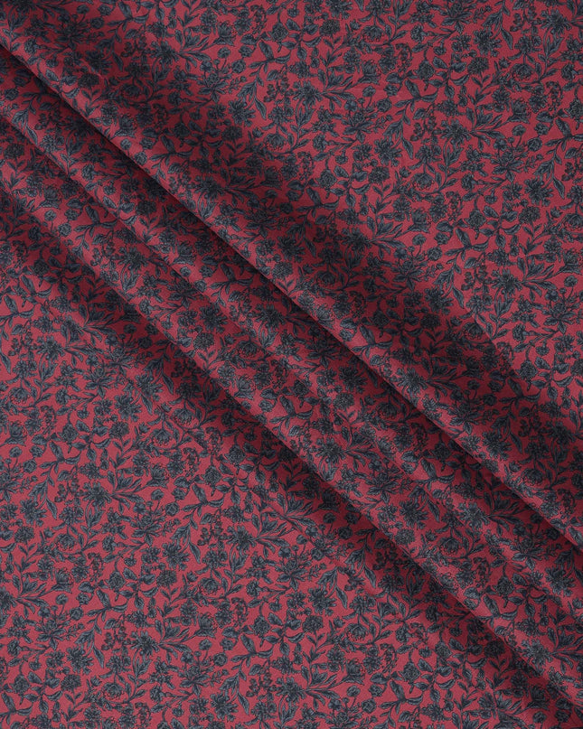 Pink Black Floral Print Cotton Lawn Fabric – Intricate Botanical Design, 110 cm Width, Made in Japan-D26824