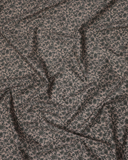 Taupe Beige Floral Printed Cotton Lawn Fabric Soft Lightweight Breathable Dressmaking Sewing Material 4.0 Meters Length 110 Cms Width India-D27628