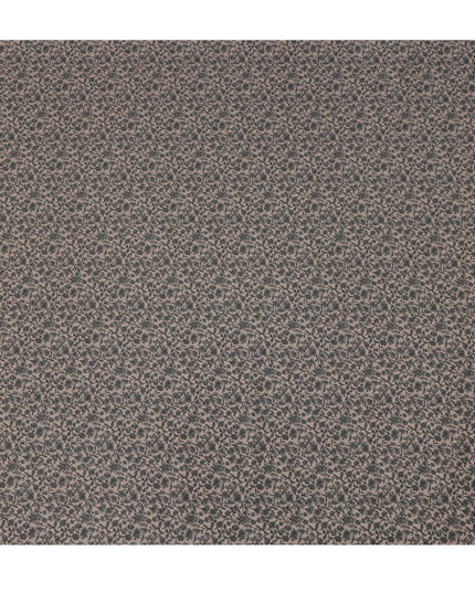 Beige Black Floral Print Cotton Lawn Fabric – Elegant Botanical Design, 110 cm Width, Made in Japan-D26823