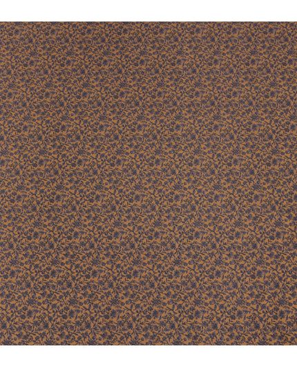 Brown Navy Floral Print Cotton Lawn Fabric – Fine Botanical Design, 110 cm Width, Made in Japan-D26826