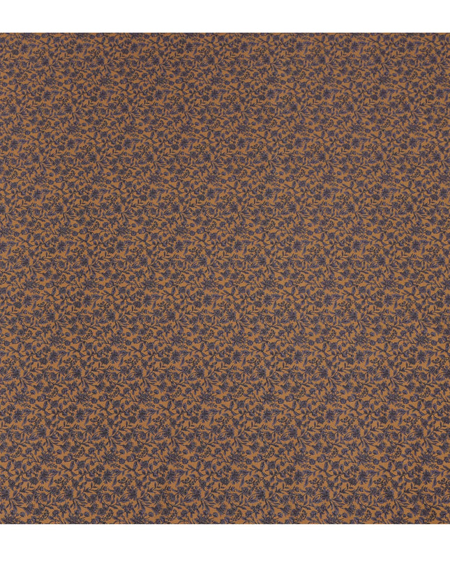 Brown Navy Floral Print Cotton Lawn Fabric – Fine Botanical Design, 110 cm Width, Made in Japan-D26826
