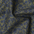 Olive Green Floral Printed Cotton Lawn Fabric Soft Lightweight Breathable Dressmaking Sewing Material 4.0 Meters Length 110 Cms Width India-D27629