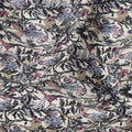 Cream Purple Grey Floral Print Cotton Lawn Fabric – Artistic Botanical Motif, 110 cm Width, Made in Japan-D26831