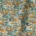 Cream Teal Multicolor Floral Print Cotton Lawn Fabric – Artistic Botanical Design, 110 cm Width, Made in Japan-D26830