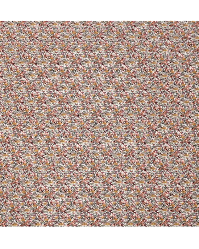 Cream Multicolor Abstract Floral Print Cotton Lawn Fabric – Artistic Botanical Design, 110 cm Width, Made in Japan-D26829
