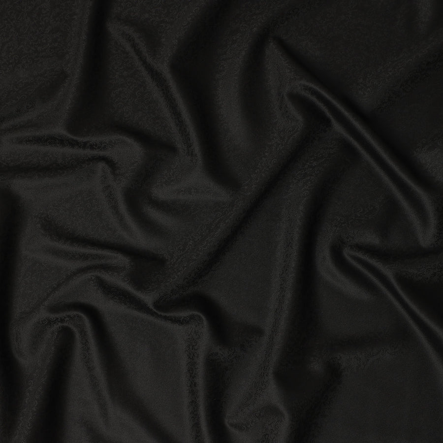 Rich Black Premium Italian Blended Wool Jacquard Jacketing Fabric 150 Cms Width Smooth Soft Luxurious Durable Wrinkle Resistant Material for Blazers Jackets-D28618 - Regal Fabrics