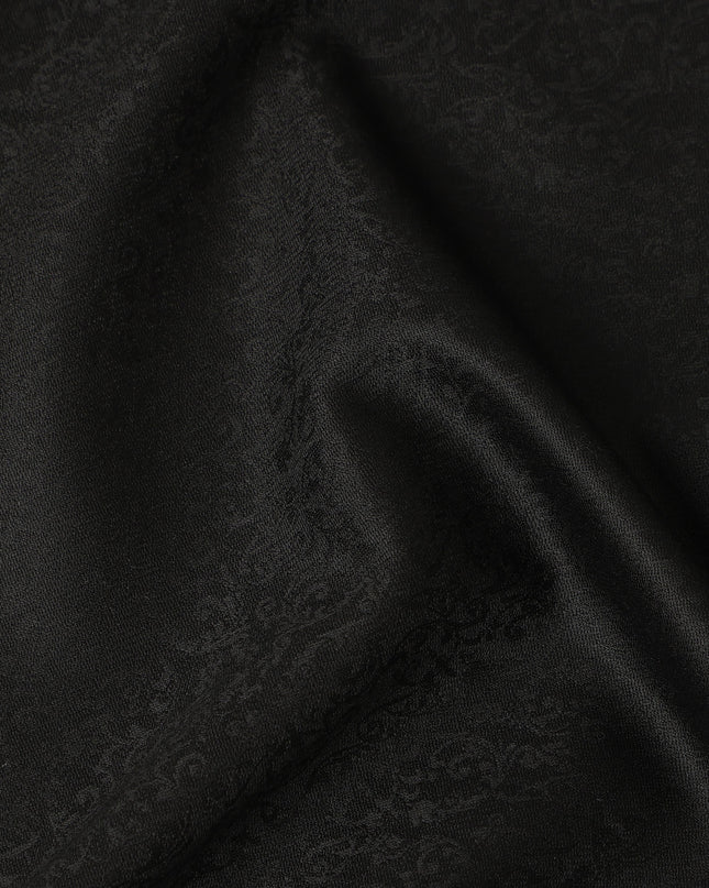 Rich Black Premium Italian Blended Wool Jacquard Jacketing Fabric 150 Cms Width Smooth Soft Luxurious Durable Wrinkle Resistant Material for Blazers Jackets-D28618 - Regal Fabrics
